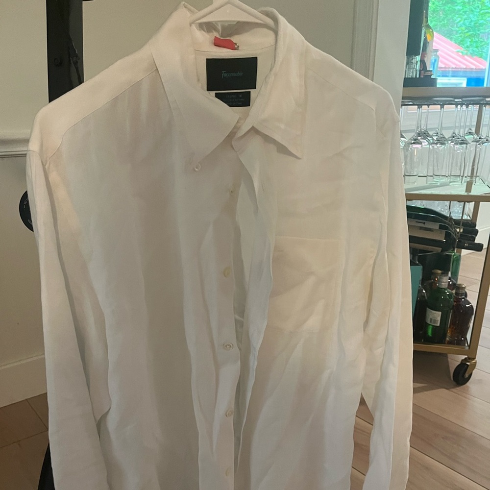 Façonnable medium linen shirt white